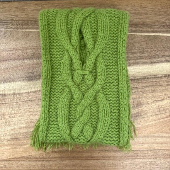 Banana Republic thick Aran cable knit pull-through Cashmere scarf green NWT - Picture 2 of 13
